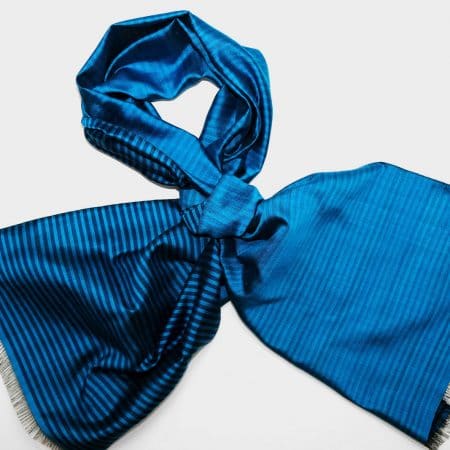 Handmade Silk Scarf Azure Blue Natural Dyes