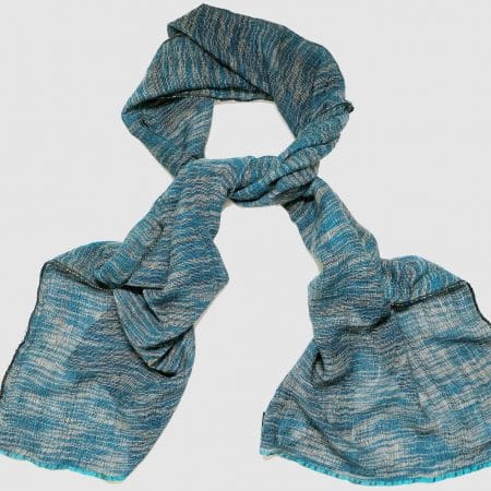 Handmade Cashmere Scarf Blue White Black Natural Dyes
