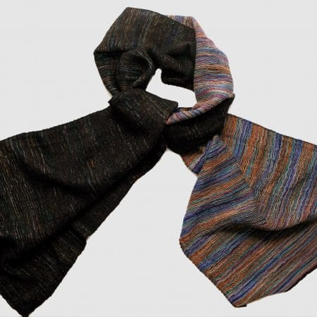 Handmade Cashmere Scarf Black Colourful Natural Dyes