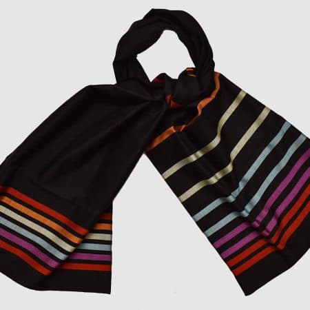 Handmade Silk Scarf Black Elegant Natural Dyes