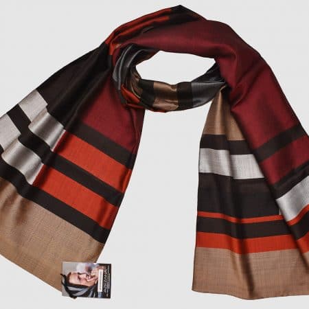 Handmade Silk Scarf Brown Red Natural Dyes