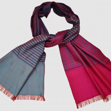 Handmade Silk Scarf Magenta and Blue Natural Dyes