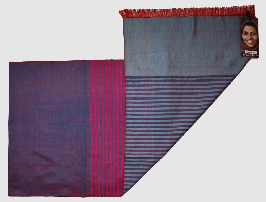Handmade Silk Scarf Magenta and Blue Natural Dyes