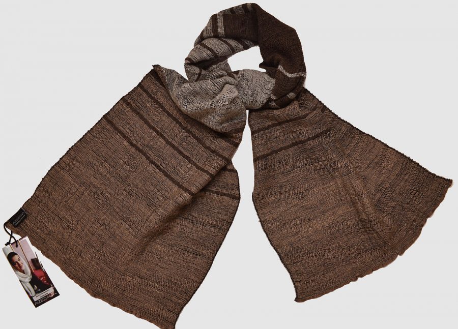 Handmade Cashmere Silk Scarf Dark Brown Natural Dyes