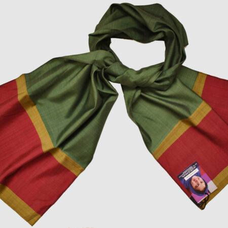 Handmade Silk Scarf Green Red Natural Dyes