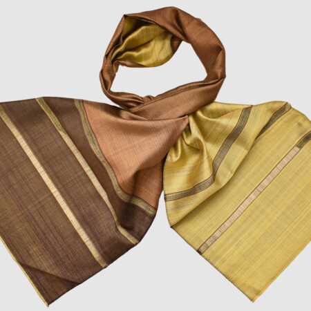 Handmade Silk Scarf Brown Yellow Natural Dyes