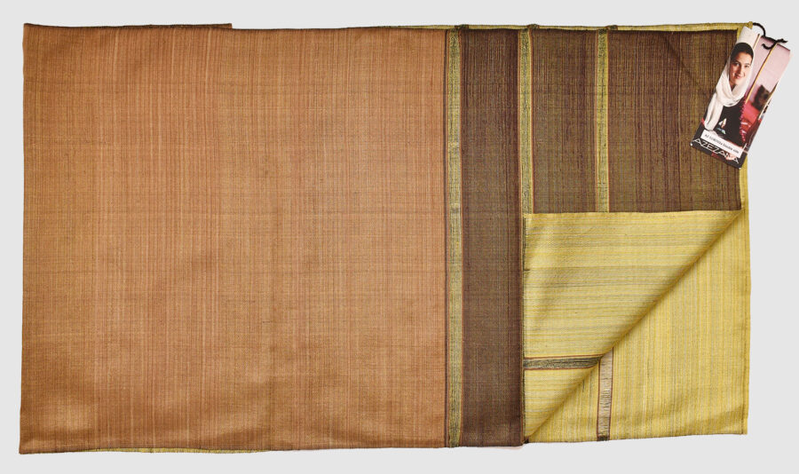 Handmade Silk Scarf Brown Yellow Natural Dyes