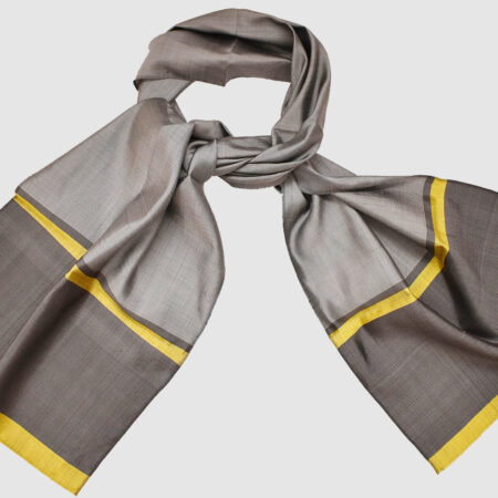 Handmade Silk Scarf Silver Yellow Natural Dyes