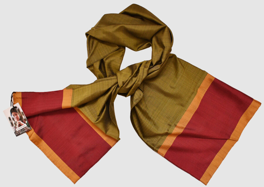 Handmade Silk Scarf Yellow Red Natural Dyes